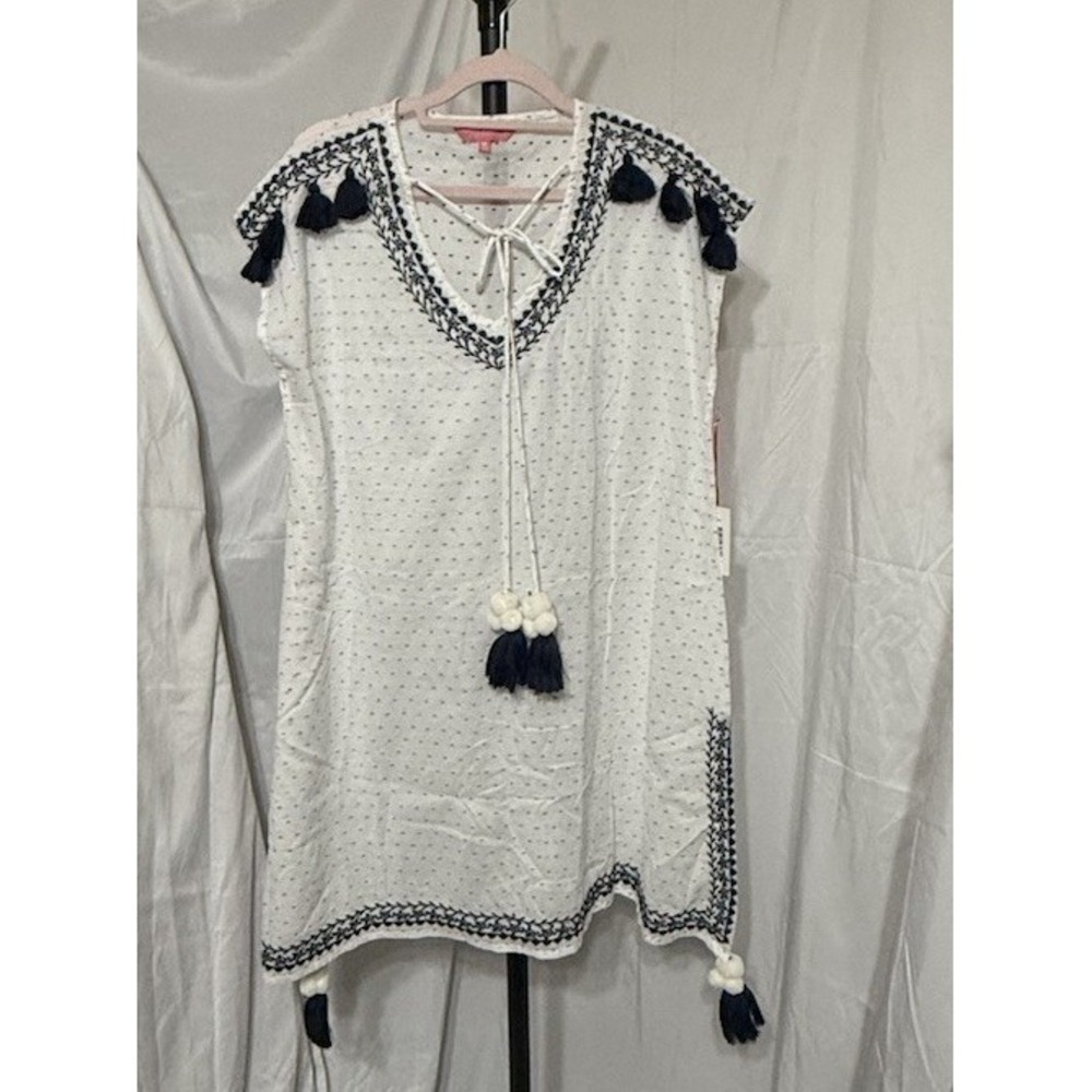 NWT Simply Southern‎ Sleeveless White Embroidered Dress with Tassels Medium